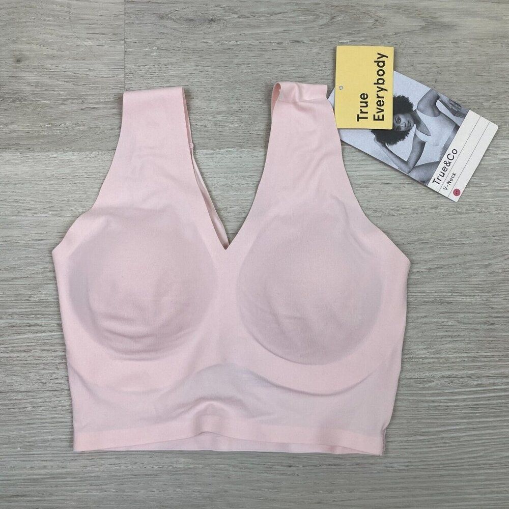 True & Co True Everybody V‎ Neck Bra Size XS Pink Padded 16840 692